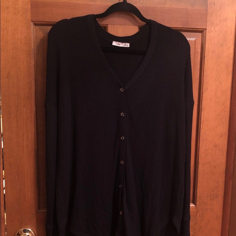 Dex Women’s Black V-Neck Button-Front Top